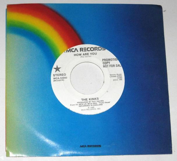 The Kinks HOW ARE YOU 1986 US Radio DJ White Label Promo 7" 45 In Label Sleeve
