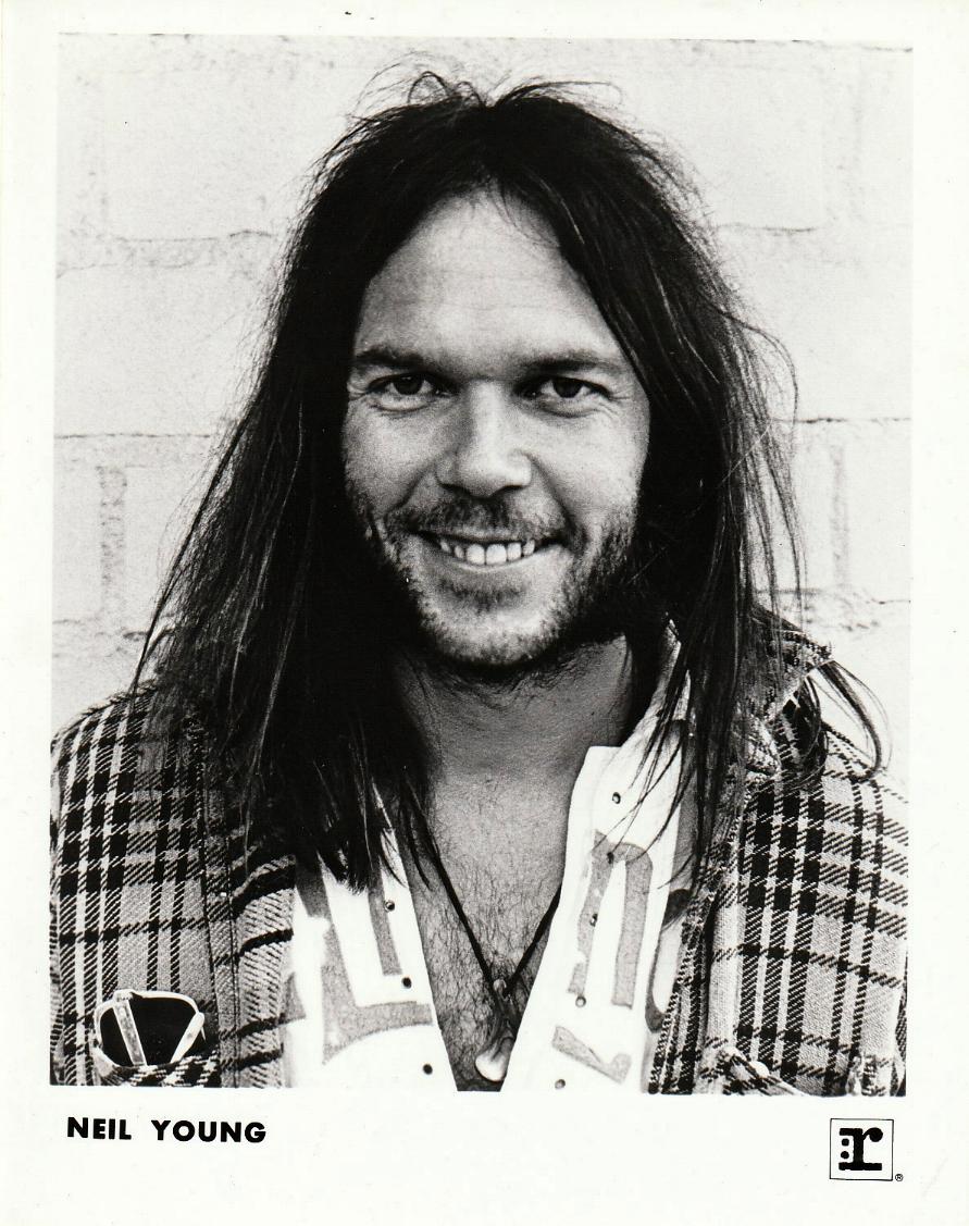 Neil Young (circa 1973) Official 1990s Reprise Records 8x10 b/w Press Photo